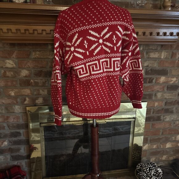 Vintage Bravo Red Fair Isle Christmas Sweater See Size Medium - Picture 2 of 6